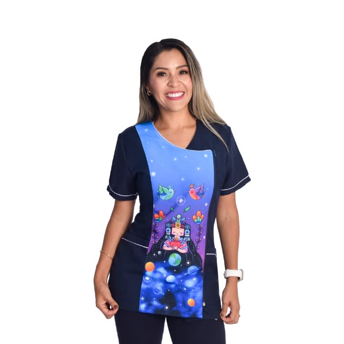 Delantal educadora modelo Naisha  azul marino1