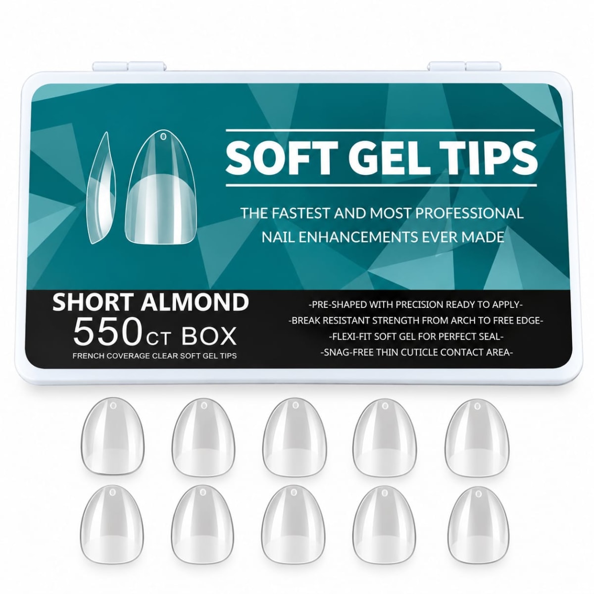 TIPS SOFT GEL BOX SHORT ALMOND 550 PCS1
