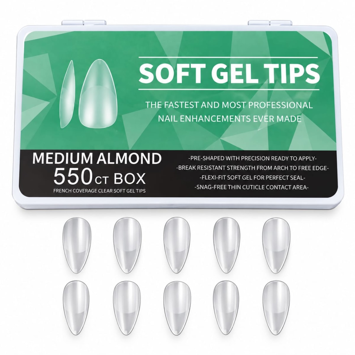 TIPS SOFT GEL BOX MEDIUM ALMOND 550 PCS1