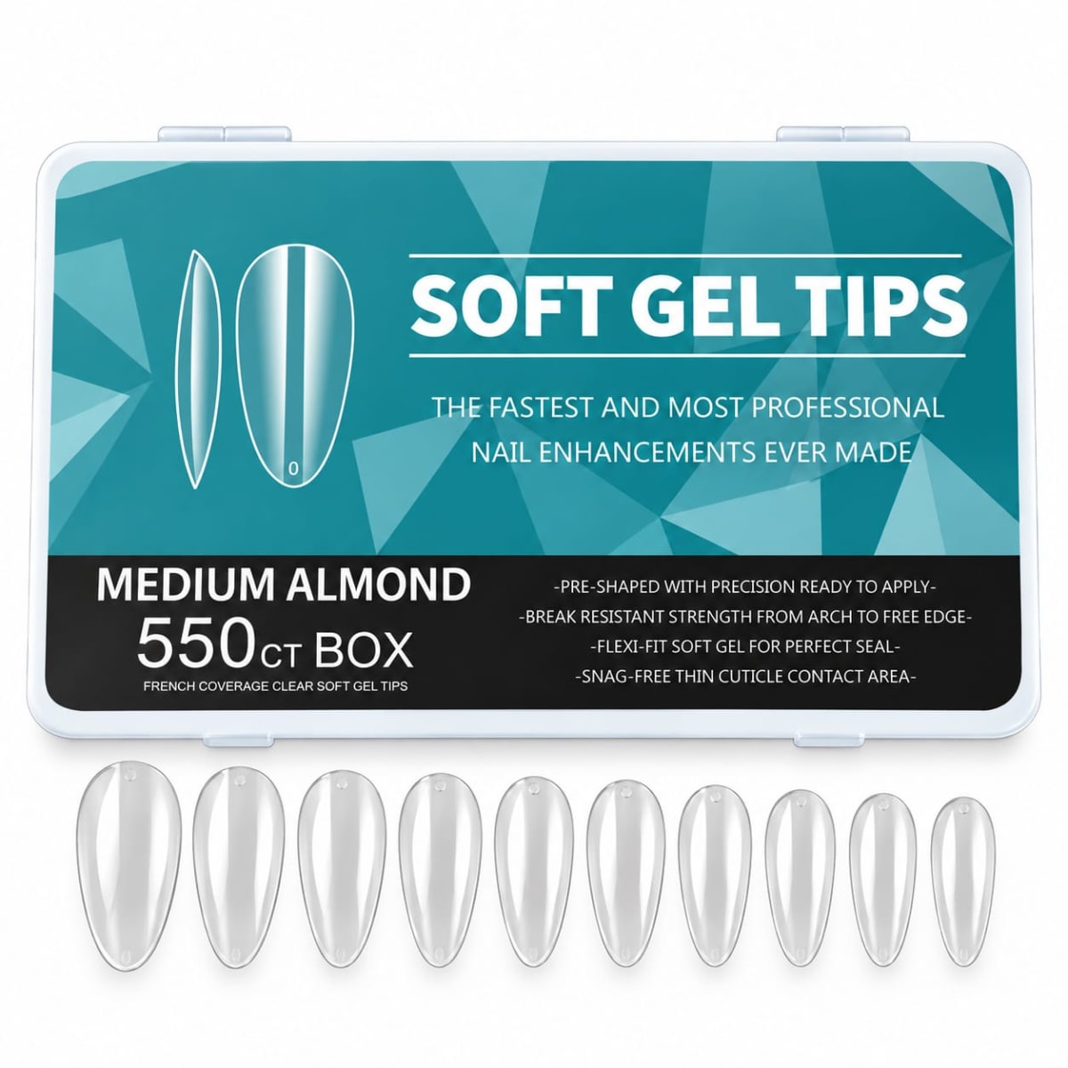 TIPS SOFT GEL BOX MEDIUM ALMOND 550 PCS2
