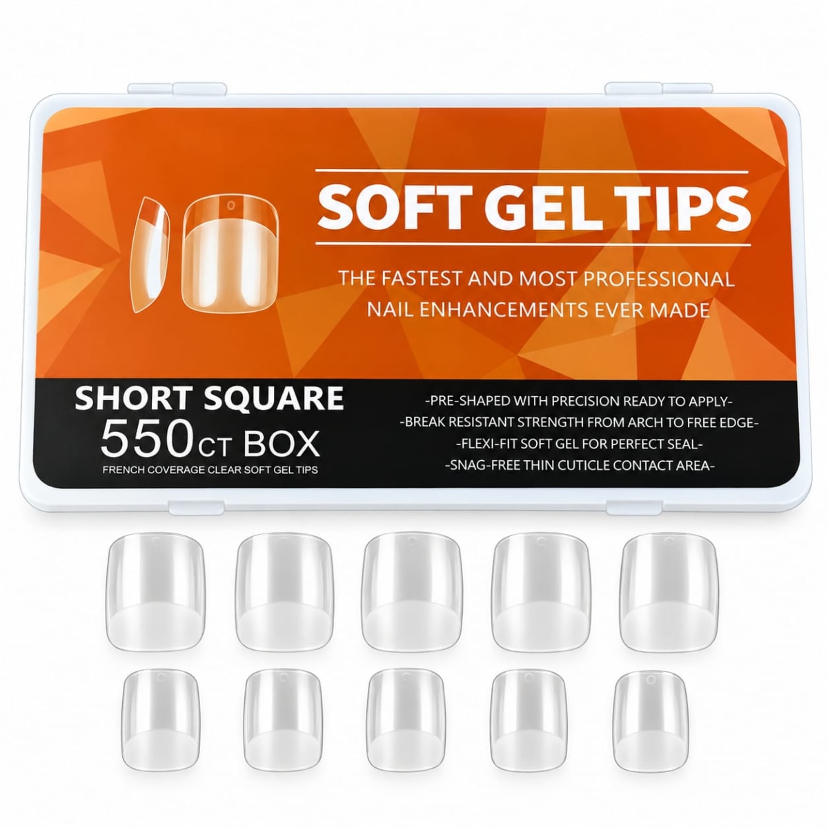 TIPS SOFT GEL BOX SHORT SQUARE 550PCS1