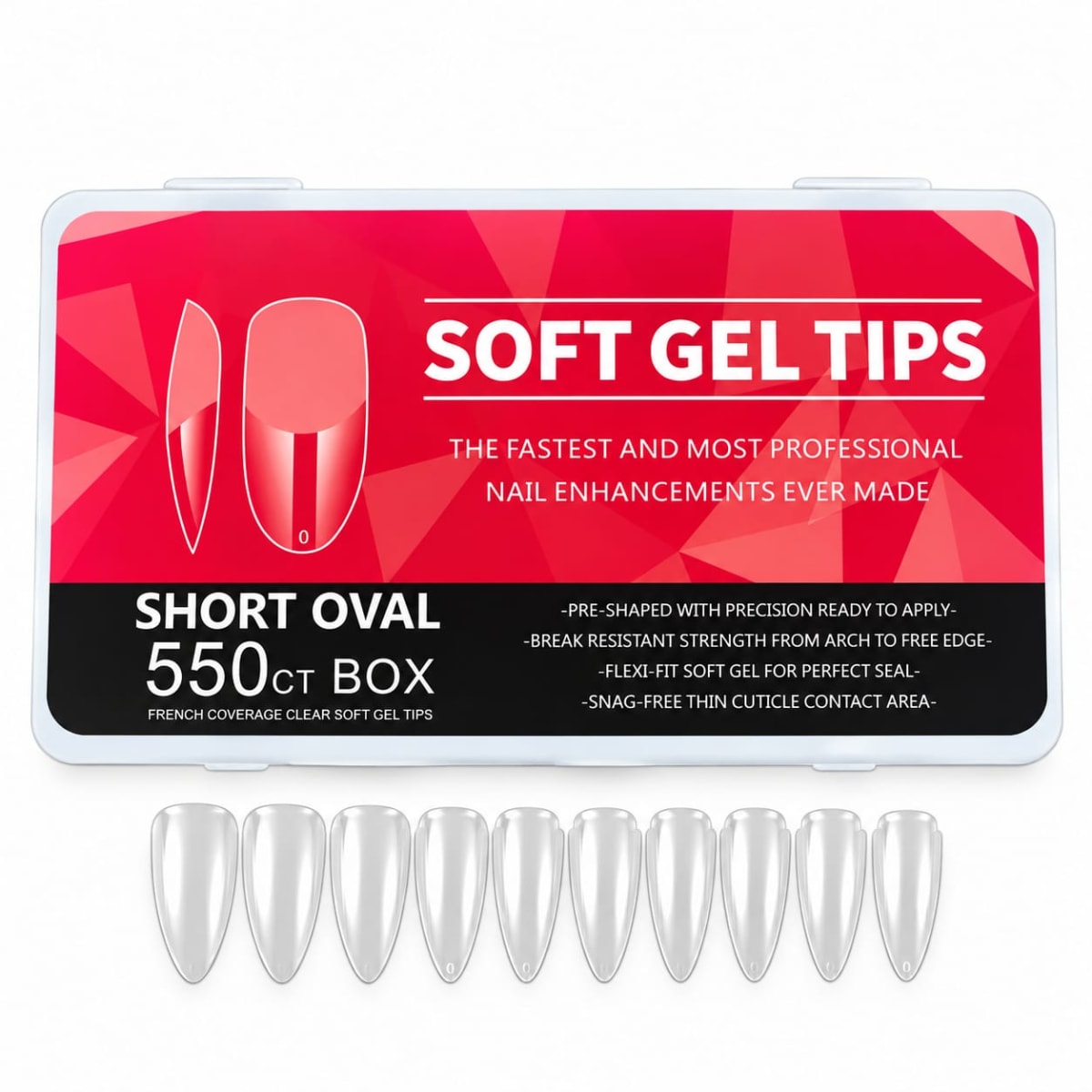 TIPS SOFT GEL BOX SHORT OVAL 550PCS1