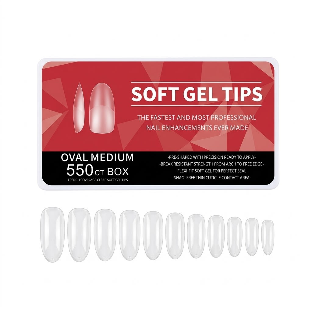 TIPS SOFT GEL BOX MEDIUM OVAL 550PCS1