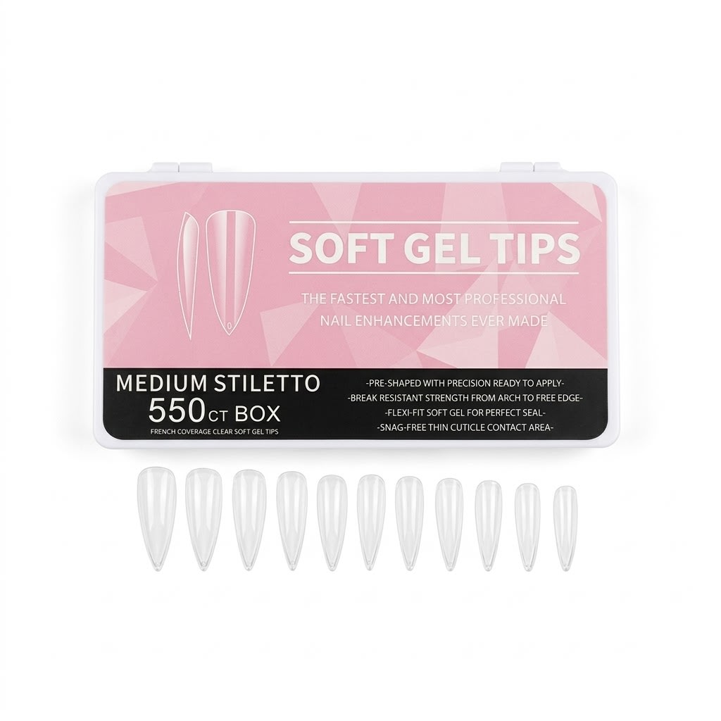 TIPS SOFT GEL BOX MEDIUM STILETTO 550PCS2