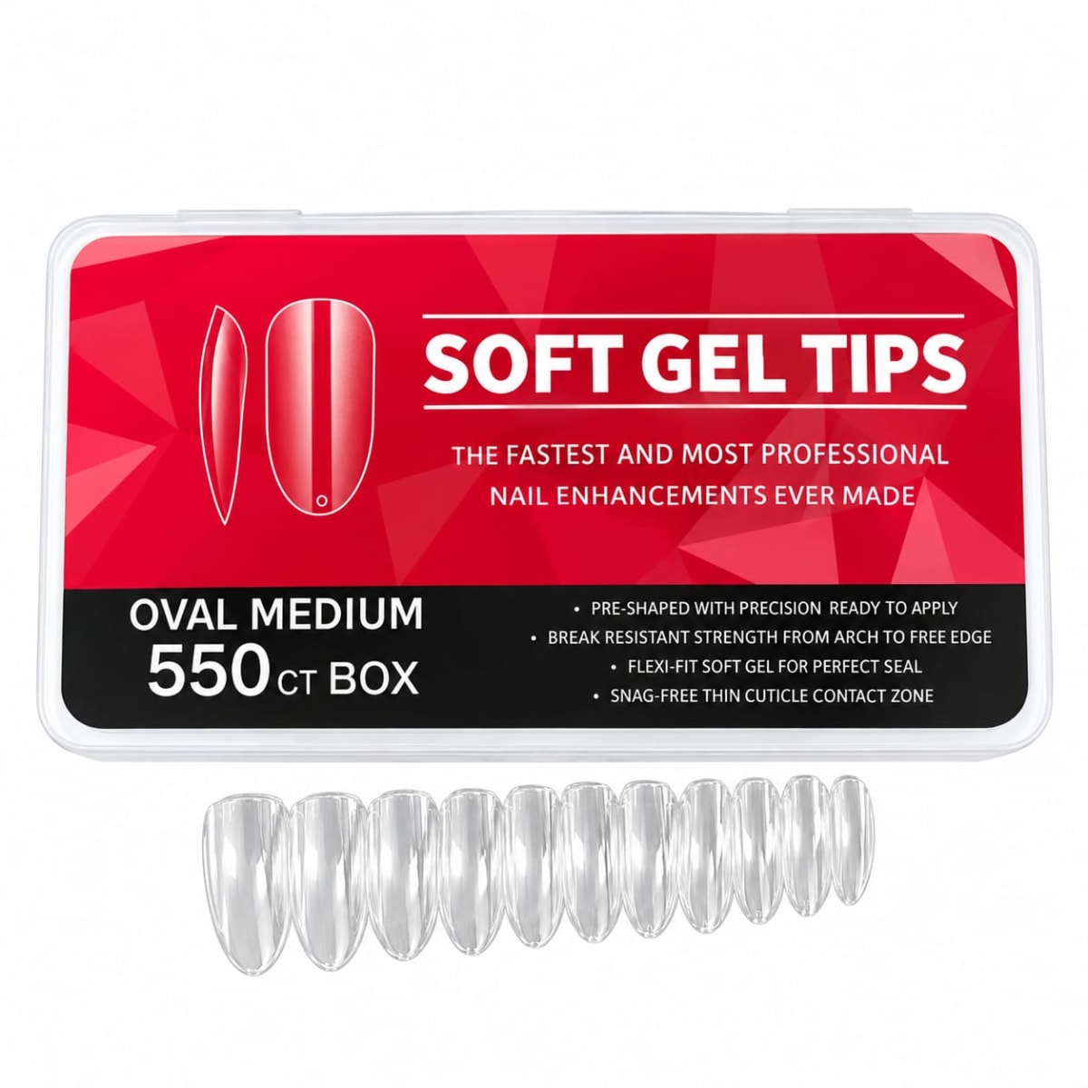 TIPS SOFT GEL BOX MEDIUM OVAL 550PCS2