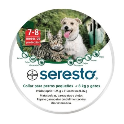 SERESTO COLLAR PERROS PEQUEÑOS Y GATOS HASTA 8kg