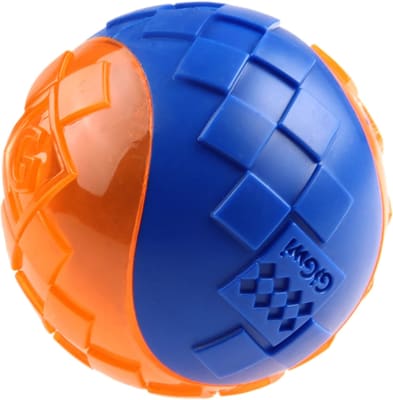 GiGwi Ball 'Squeaker' transparente Small Azul/Naranja
