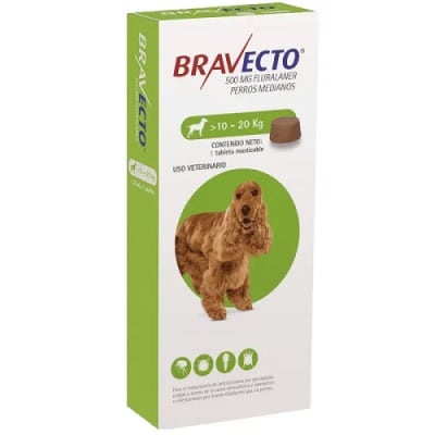 BRAVECTO 500MG PARA PERRO (10 A 20KG)-1 TAB