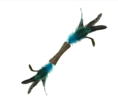 Gigwi Catnip 'Johnny Stick' con 2 lados de pluma natural Azul/Verde