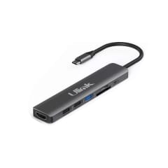 Adaptador multipuerto USB C 7 en 1 USB3.0, HDMI, SD, MicroSD, USB 2.0, PD3.0, Aluminio / UL-ADC701HR