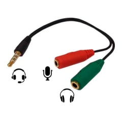 Cable de audio 3,5mm macho a microfono y  audifono, 0,10 mts