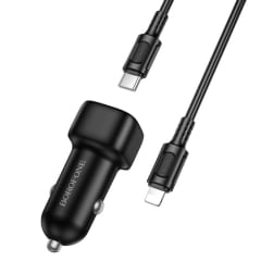 Cargador De Auto Tipo C Borofone Bz34a 20w + Cable Para Lightning
