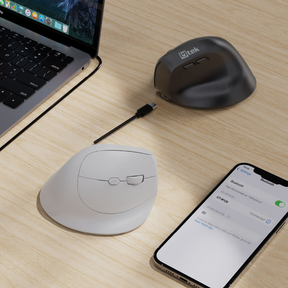 Mouse Inalámbrico Ergonomico 2,4Hz + Bluetooth Recargable2