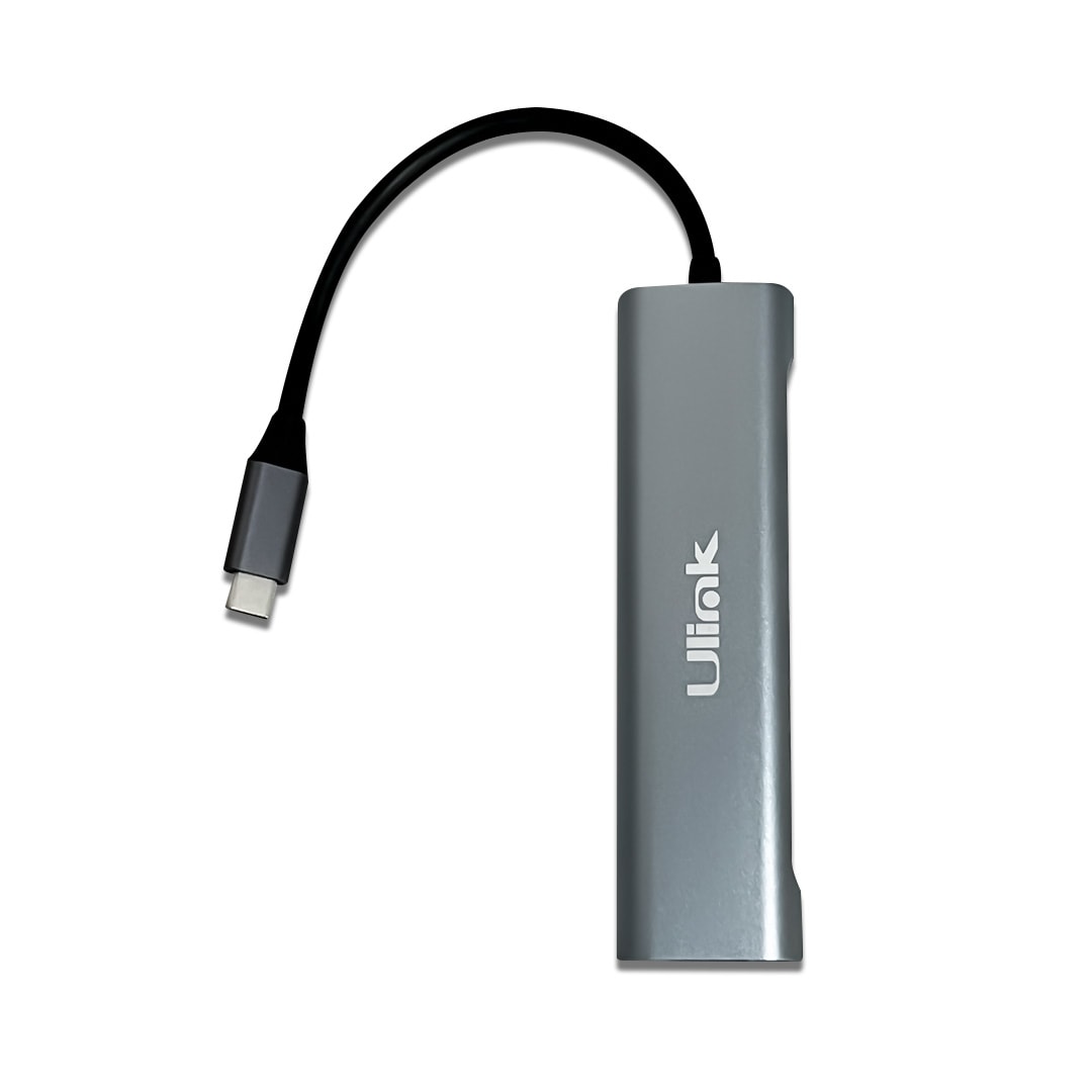 Adaptador multipuerto USB C 5 en 1, USB3.0*3, SD*1, MicroSD*1 Aluminio / mod. UL-ADC530RD3