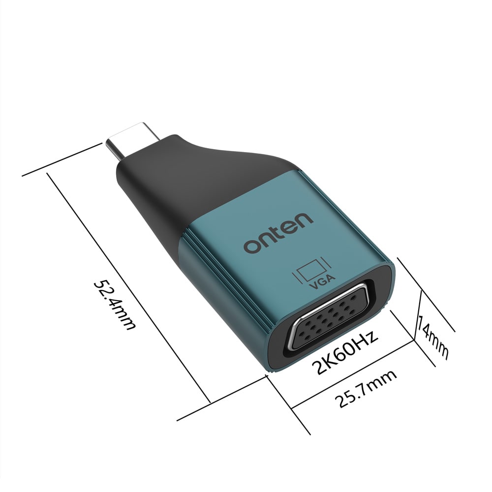 Adaptador compacto USB-C a VGA 2K@60Hz / OTN-UC1053