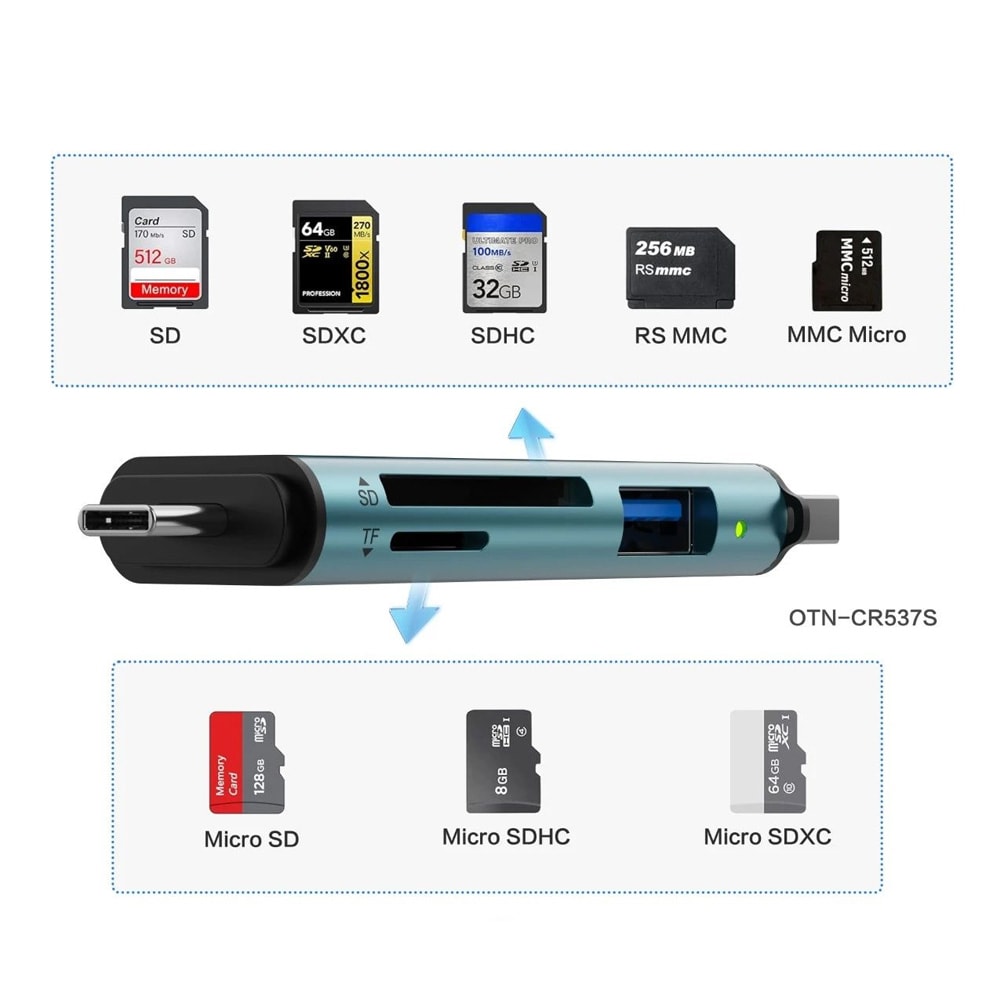 Lector de Memoria Dual SD + Micro SD USB 3.0 / OTN-CR537S3