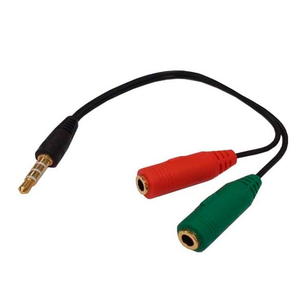 Cable de audio 3,5mm macho a microfono y  audifono, 0,10 mts3