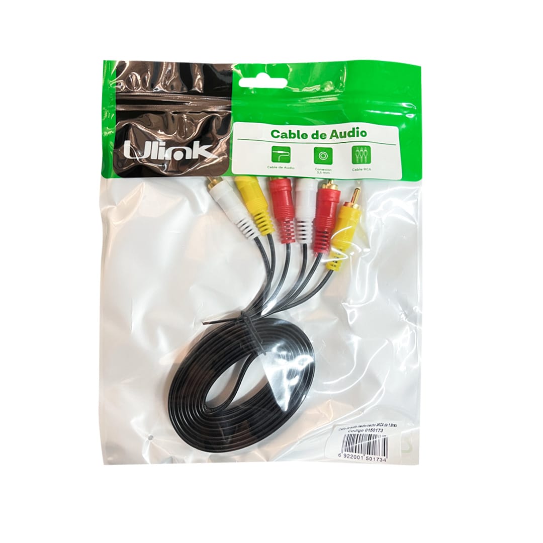 Cable de audio 3 RCA a 3 RCA macho macho de 1,8 m2