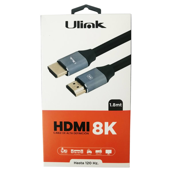 Cable HDMI de Alta Definicion, 8K 60Hz, 4K 120Hz, 1,8 mts / mod. UL-PROHDMI8K1