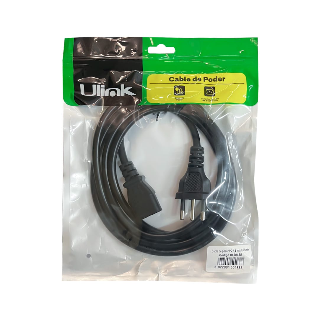 Cable de poder universal para PC de 1,8 m, 3*42*0,15mm1