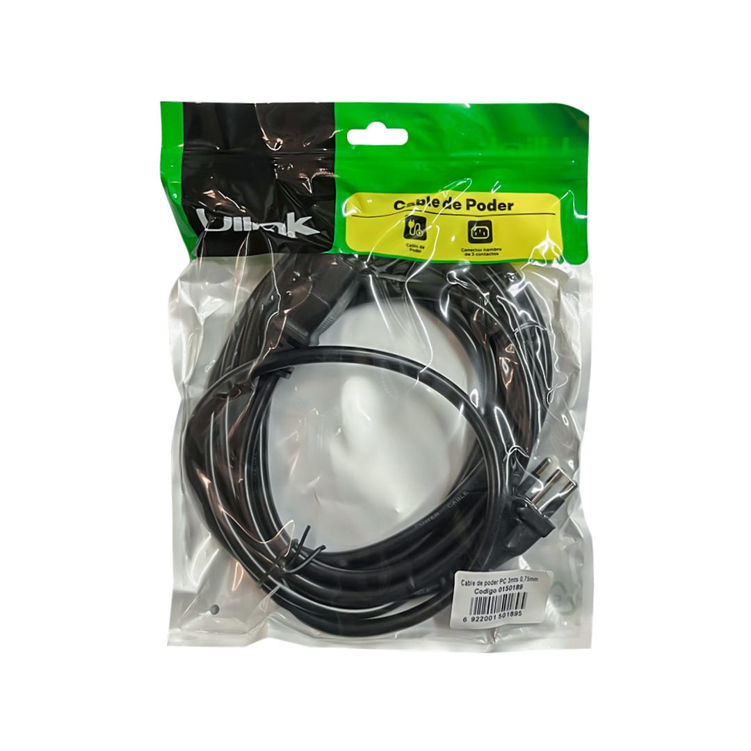 Cable de Poder Universal para PC de 3 m, 3*42*0,15mm3