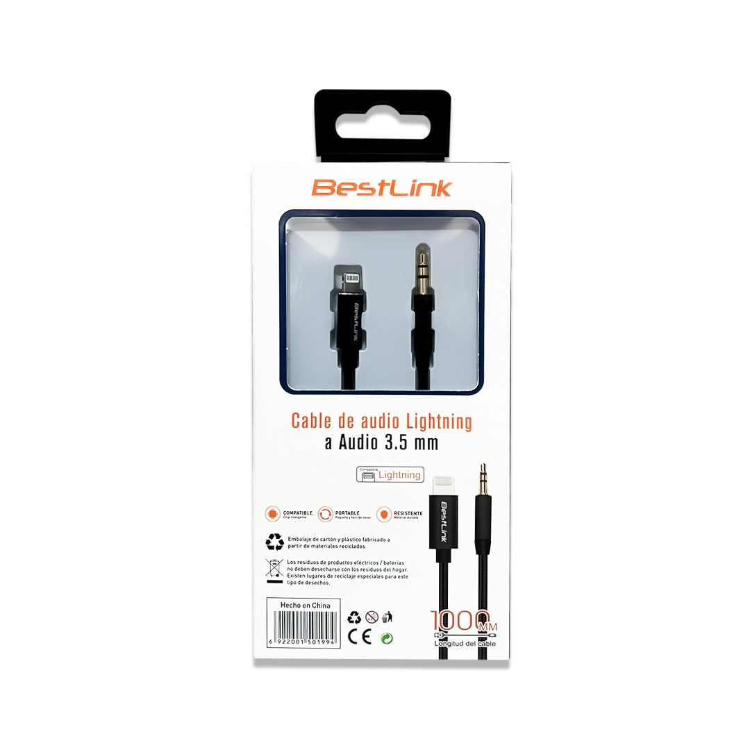 Cable de audio Lightning a 3,5mm reforzado 1 metro3