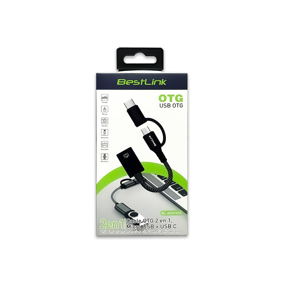 Cable OTG 2 en 1 microUSB + USBC a USB Hembra / mod. BL-ADOTG205
