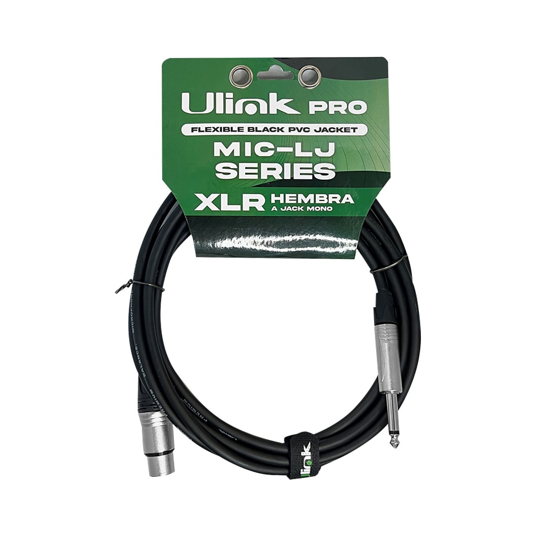 Cable de audio XLR hembra a Jack mono de 3 m / UL-MIC-LJ60033