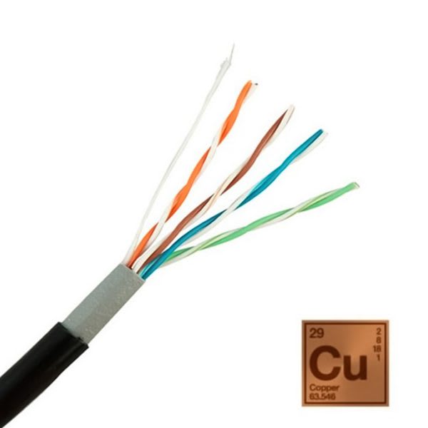 Cable de red exterior Cat6, 24 AWG, 100% cobre, 4x2x0,52, rollo de 100 m1