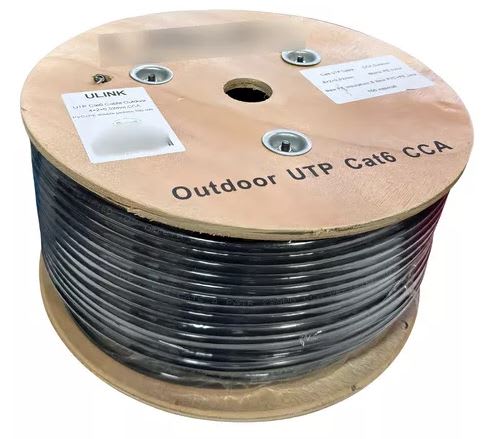 Cable de red exterior Cat6, 24 AWG, 100% cobre, 4x2x0,52, rollo de 100 m2