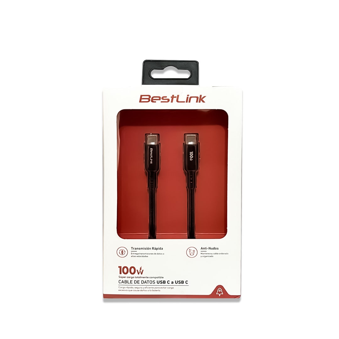 Cable de carga USB tipo C - C, carga rápida de 100W, material resistente y antinudo / BL-CHCB4103