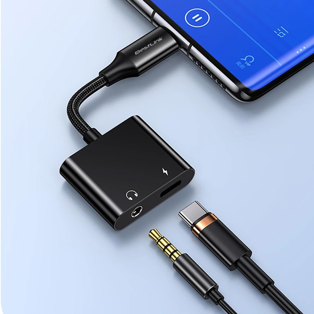Adaptador USB C a USB C + audio 3,5mm cable 120mm / mod. BL-AD260A2