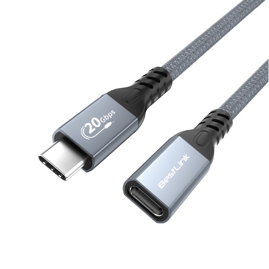 Cable de extension USB tipo C a C macho hembra, carga rápida de 100W, 20Gb, 4K, 1,8 mt / mod. BL-CHC1