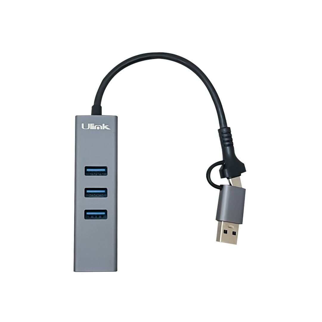 Adaptador USB tipo C/A a gigabit con 3 puertos USB 3.0 / mod. UL-GBHUB32