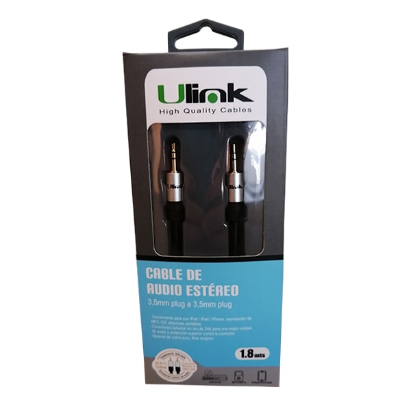 Cable de audio 3,5mm a 3,5mm M-M de 1,8 mts de alta fidelidad / UL-PROAD35351