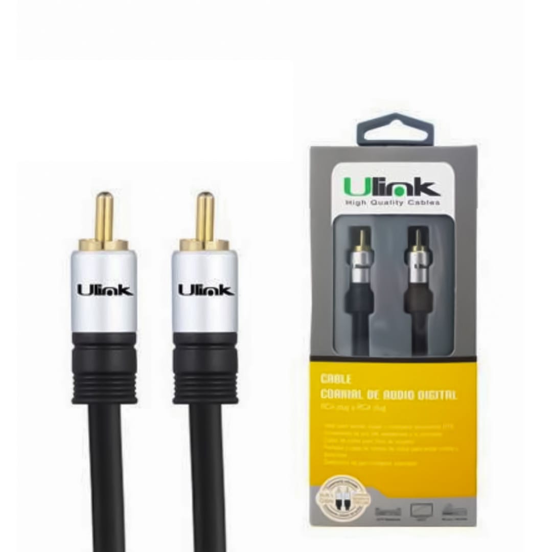 Cable de audio coaxial RCA a RCA de 1,8 mts de alta fidelidad / mod. UL-PROADCX2