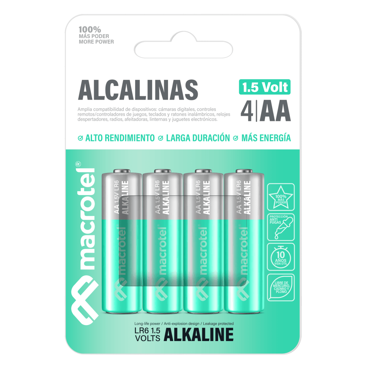 Macrotel Pack 4 pilas Alcalinas AA1