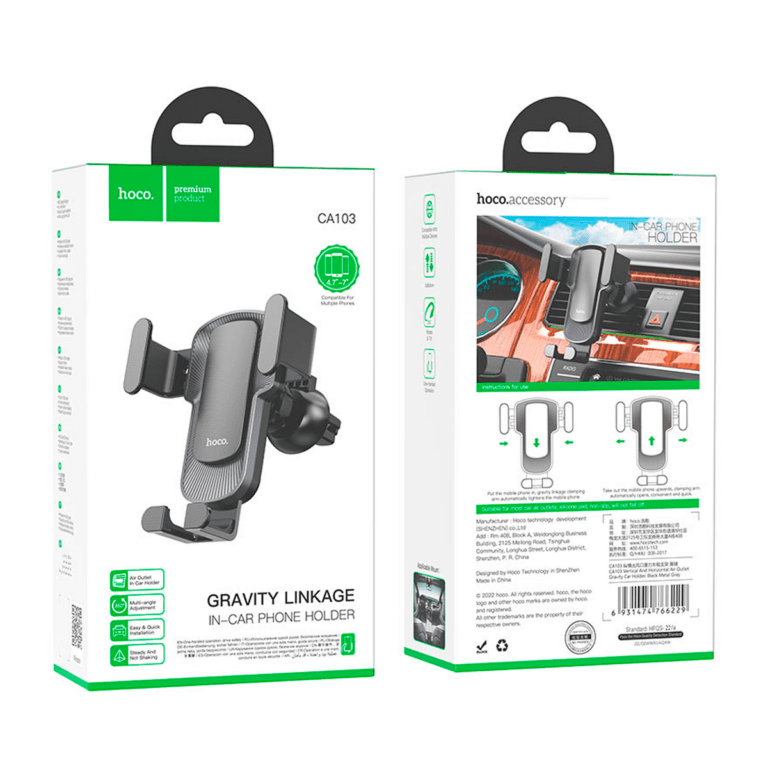 Soporte De Auto Rejilla Hoco Ca103 Negro2