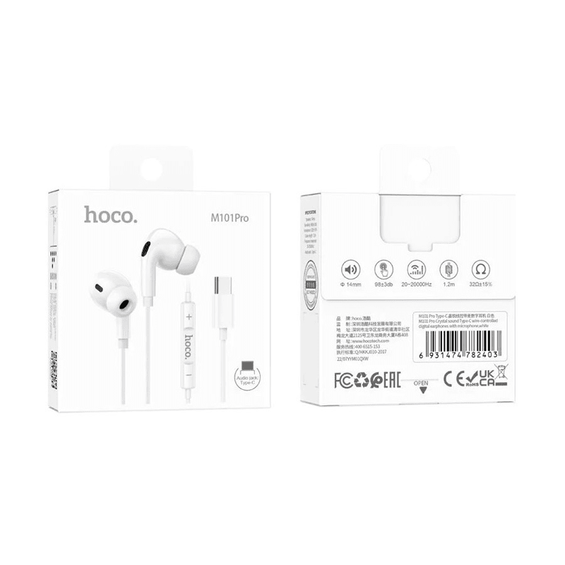 Audífonos In Ear Hoco M101 Pro Crystal Tipo C Blanco1