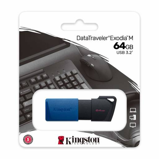 Pendrive Kingston DataTraveler Exodia M, 64GB, USB 3.2 Gen 1, Negro/Azul2
