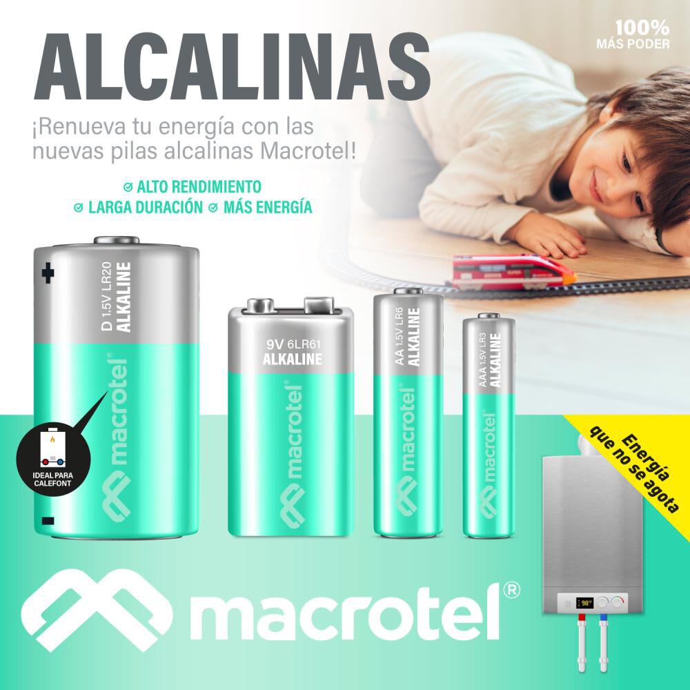 Macrotel Pack 4 pilas Alcalinas AA3