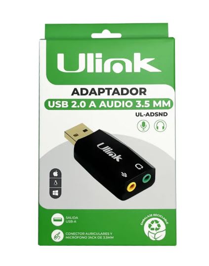 Adaptador USB 2.0 A Audio 3.5 mm / Mod. UL-ADSND3