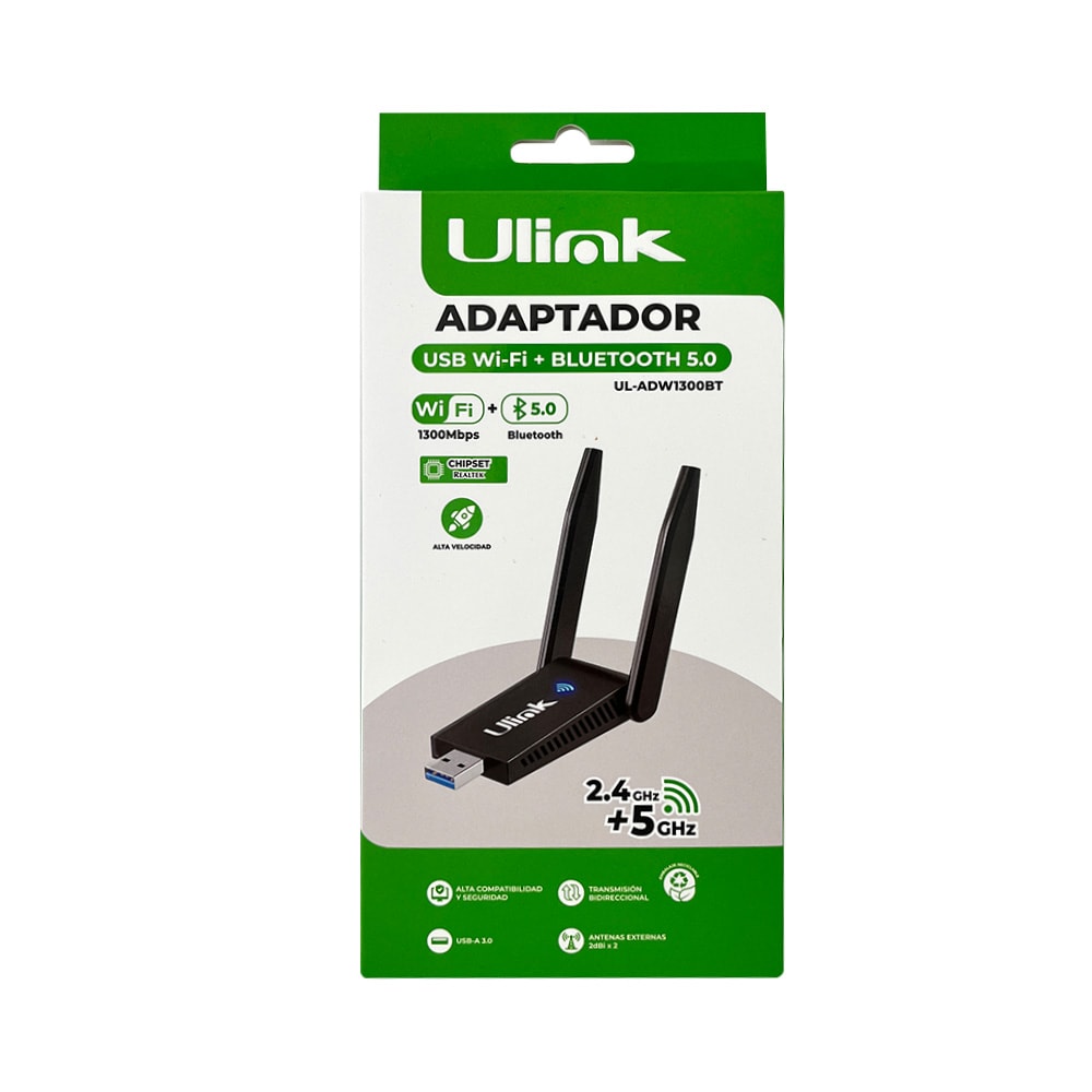 Adaptador USB Wi-Fi 1300mps + Bluetooth 5.0 / Mod. UL-ADW1300BT2