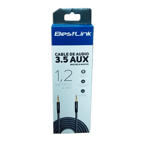 Cable de audio 1,2 mt color negro caja retail / BL-CB1201