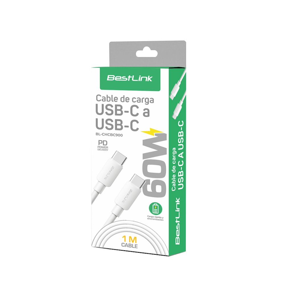 Cable de carga USB-C a USB-C 60W PD 1M / Mod. BL-CHCBC9002