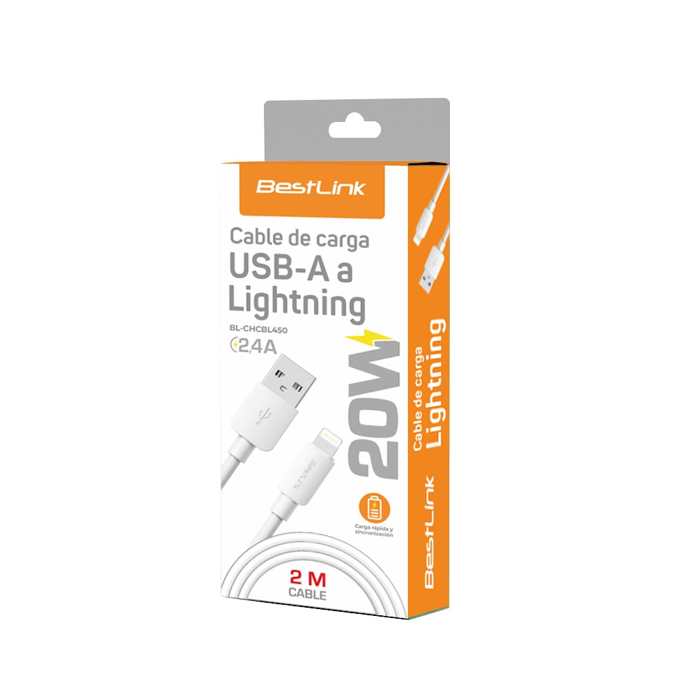 Cable de carga USB-A a Lightning 2.4A PVC 2M / Mod. BL-CHCBL4502