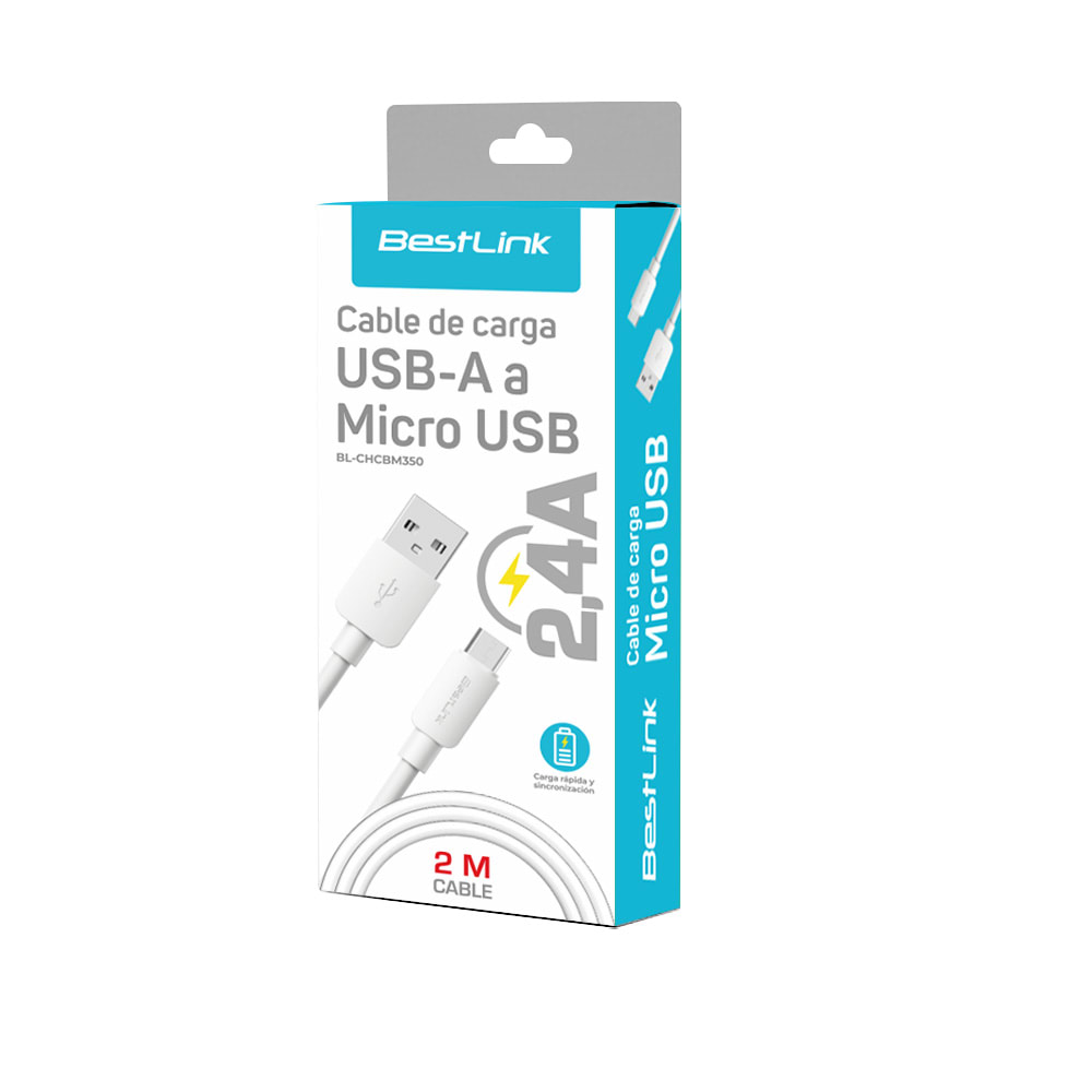 Cable de carga USB-A a Micro USB 2,4A PVC 2m / Mod. BL-CHCBM3502