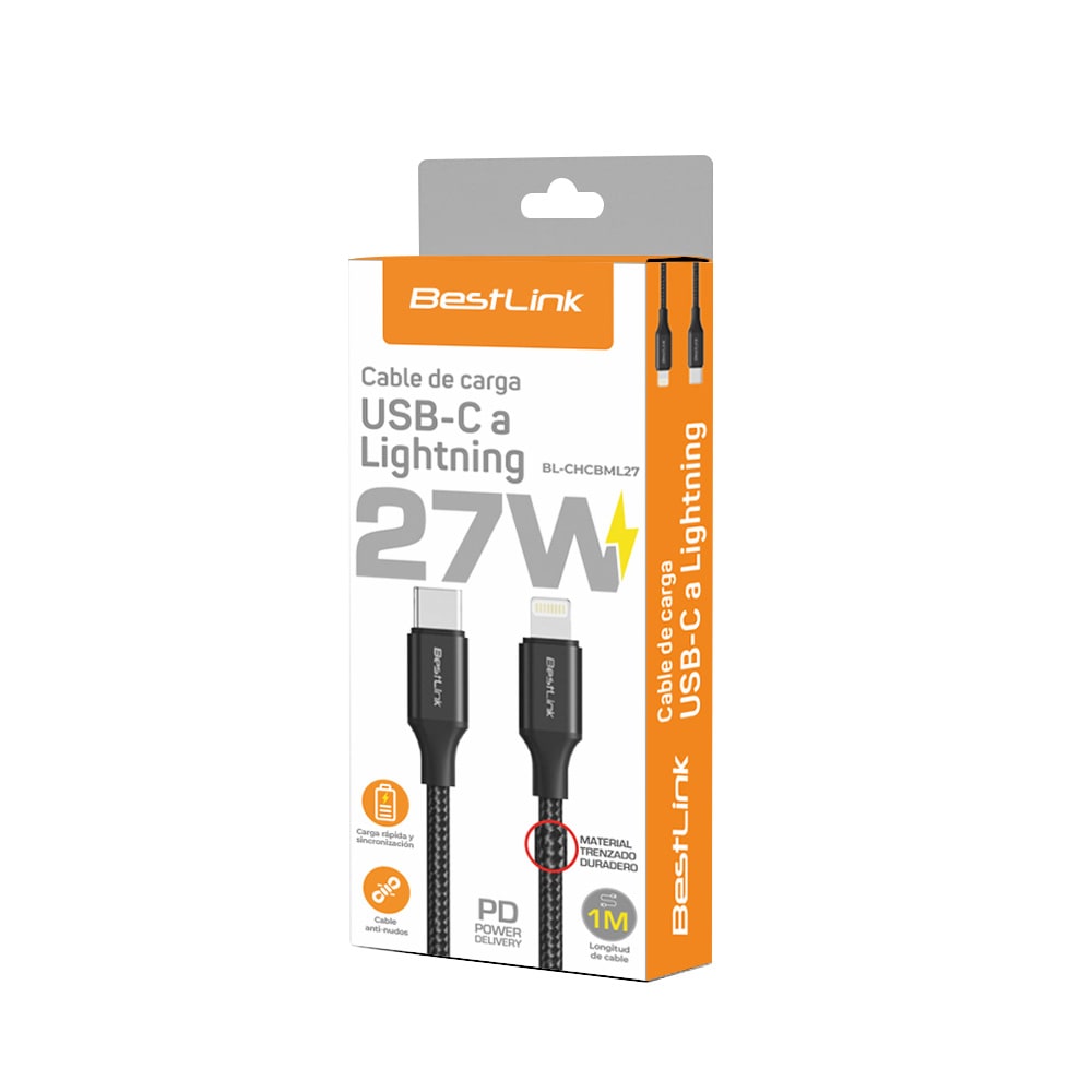 Cable de carga USB-C a Lightning 27W 1M / Mod. BL-CHCBML272