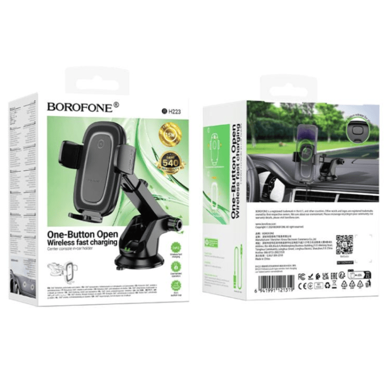 Soporte De Auto Borofone Bh223 Carga Inalambrica Negro2
