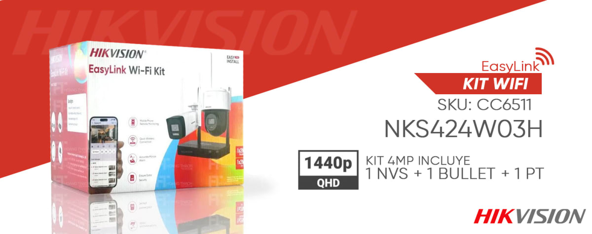 KIT NVS + Camara + PT 4MP WiFi IR30M NKS424W03H Hikvision1